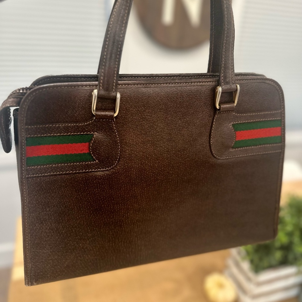 Vintage Gucci Pre-Owned Sherry Handbag with Signature Stripe